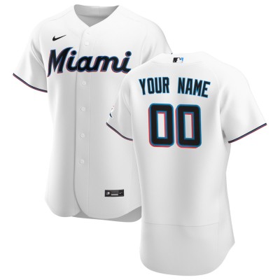 Miami Marlins Custom Men's Nike White Home 2020 Authentic Player MLB Jersey